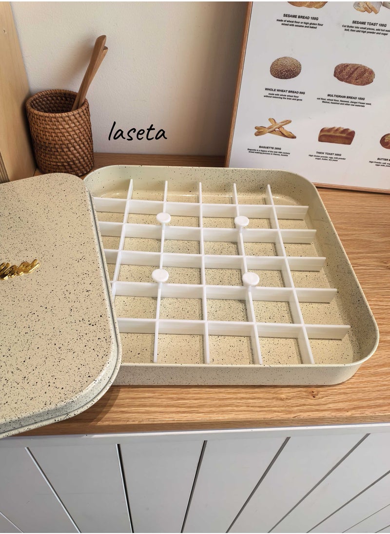 Laseta Square Basbousa Cutting Baking Tray with Cutter -  Multi Shapes (Beige With Black Spots),31CM*31CM*5CM  - Image 2