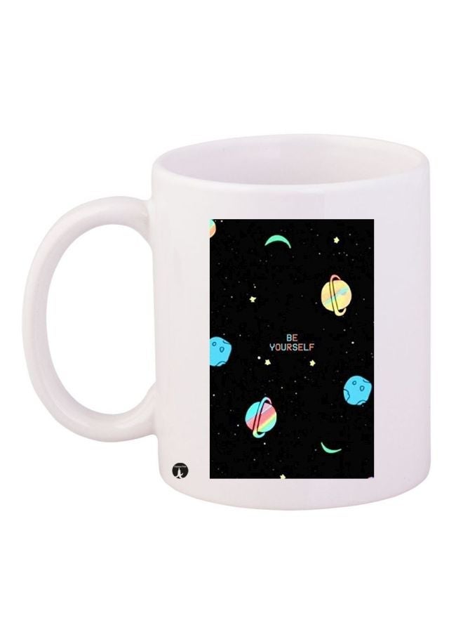 RYN Stars Moon Themed Coffee Mug White/Black/Blue 11ounce