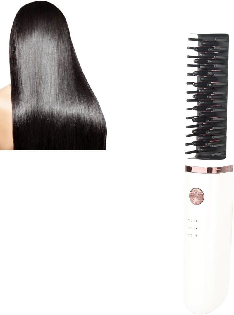 Filfeel Wireless Hair Straightener Brush Anti Scald Straightening Comb Multifunctional Hair Dressing Beard Straightener - 3 Levels Adjustable Temperature, USB Rechargeable, 30W - Image 2