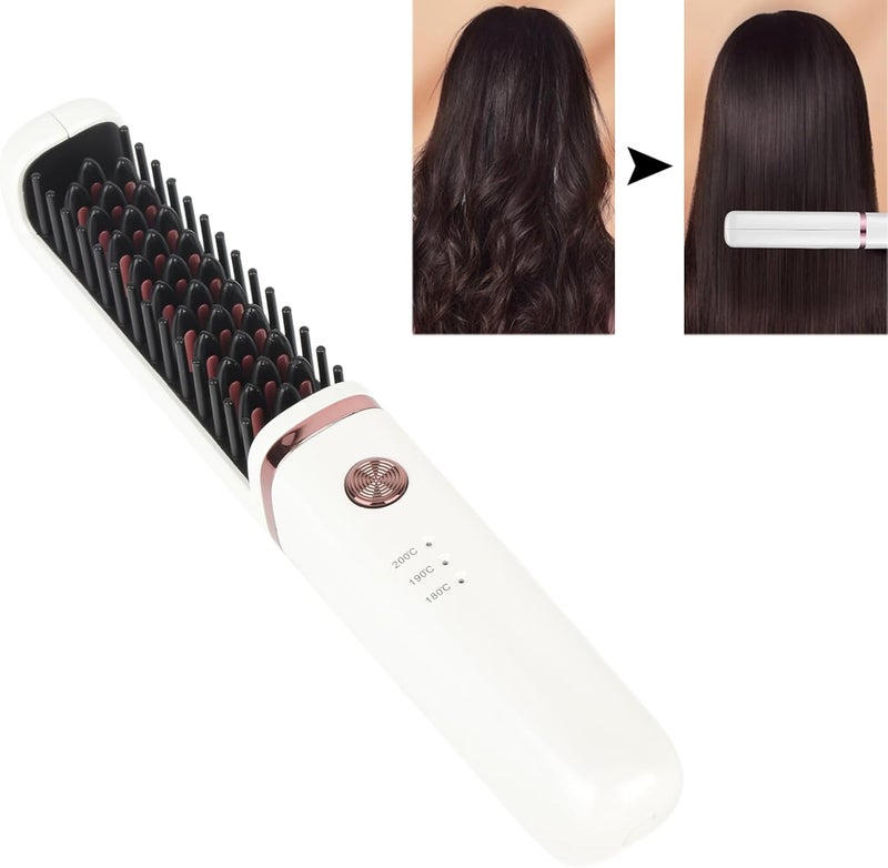Filfeel Wireless Hair Straightener Brush Anti Scald Straightening Comb Multifunctional Hair Dressing Beard Straightener - 3 Levels Adjustable Temperature, USB Rechargeable, 30W - Image 4