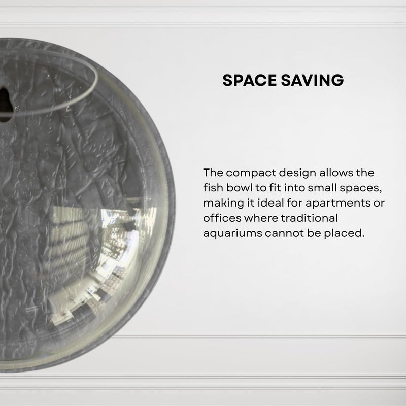 7pets Wall Mount 9-inch Grey Round Shape Fish Bowl – Without Stand | Modern Aquarium for Home, Office & Café Décor | Space Saving & Compact Design | Elegant Fish Tank & Plant Terrarium - Image 3