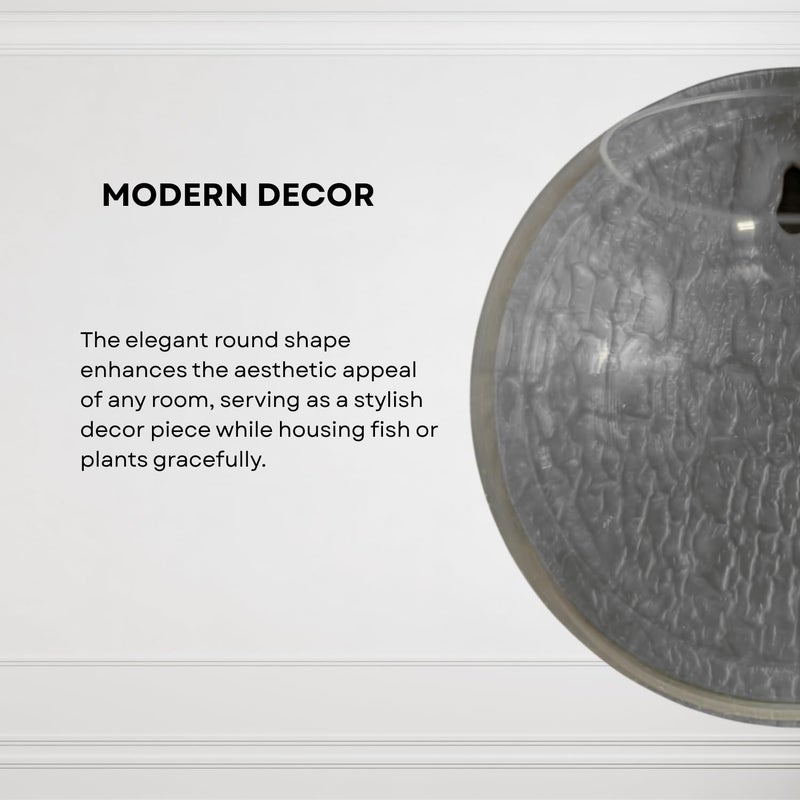 7pets Wall Mount 9-inch Grey Round Shape Fish Bowl – Without Stand | Modern Aquarium for Home, Office & Café Décor | Space Saving & Compact Design | Elegant Fish Tank & Plant Terrarium - Image 4