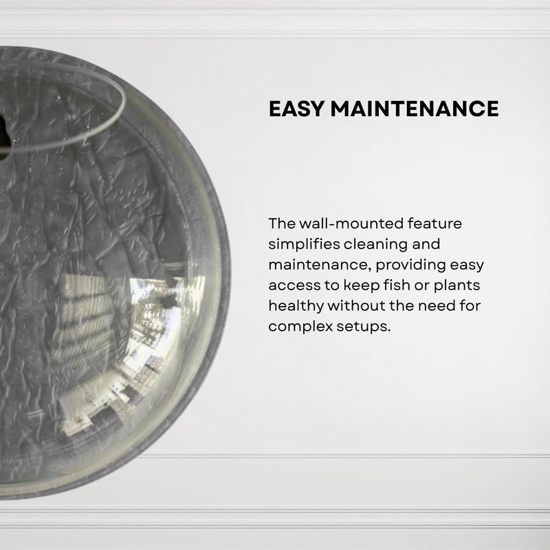 7pets Wall Mount 9-inch Grey Round Shape Fish Bowl – Without Stand | Modern Aquarium for Home, Office & Café Décor | Space Saving & Compact Design | Elegant Fish Tank & Plant Terrarium - Image 5