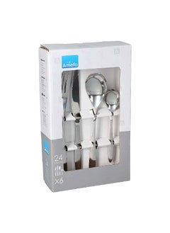 Amefa 24-Piece Ergonomic Handle Actual Cutlery Set Silver  - Image 4