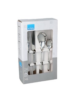 Amefa 24-Piece Ergonomic Handle Actual Cutlery Set Silver  - Image 1