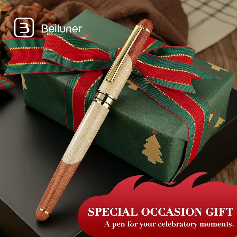 BEILUNER Luxury Wood Ballpoint Pen Writing Set,Maple-Elegant Fancy Nice Gift Pen Set for Signature Calligraphy Office Fancy Nice Supplies - Christmas Gift Boxed with Extra Refills (Black) - Image 5