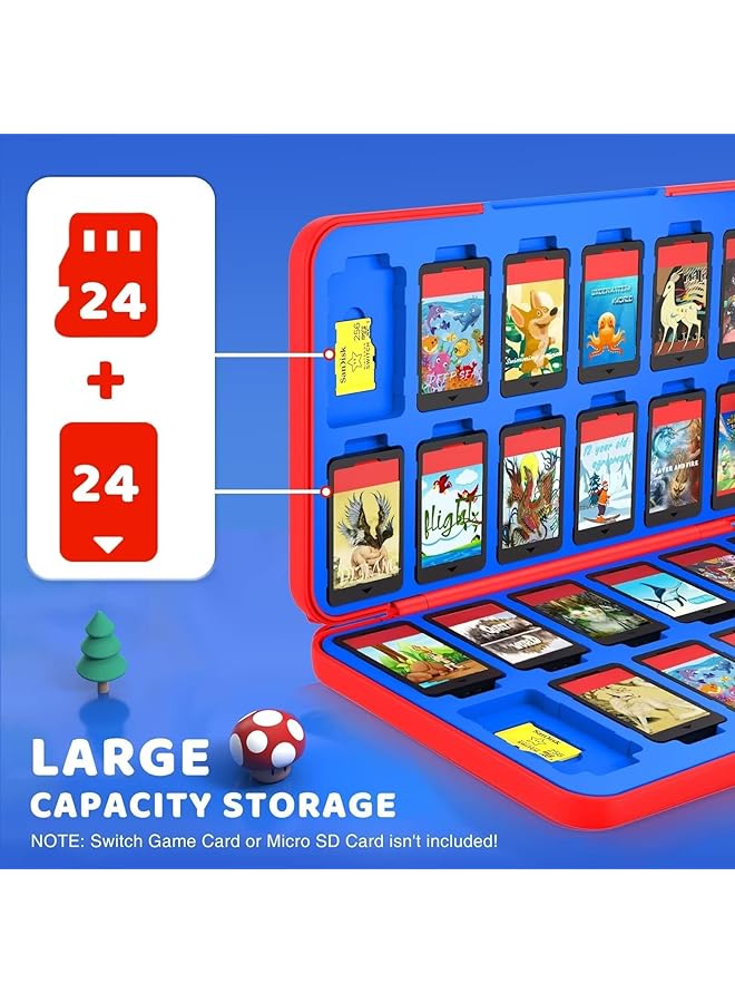 كيلا حامل ألعاب Switch لبطاقة ألعاب Nintendo Switch/Oled/Lite حامل ألعاب Switch مع 24 فتحة ألعاب و24 فتحة بطاقة Micro SD (أحمر وأزرق) - Image 2