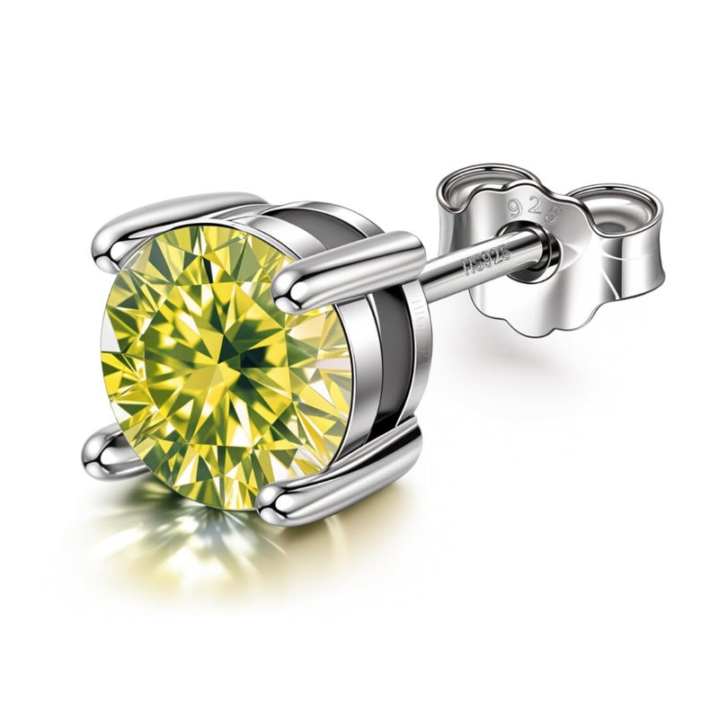 HighSpark 925 Silver Men's Birthstone Solitaire Stud Earring | 92.5 Sterling Silver and Diamond like Brilliance Sparkling Zirconia | January to December | Single Stud for Men - Image 1