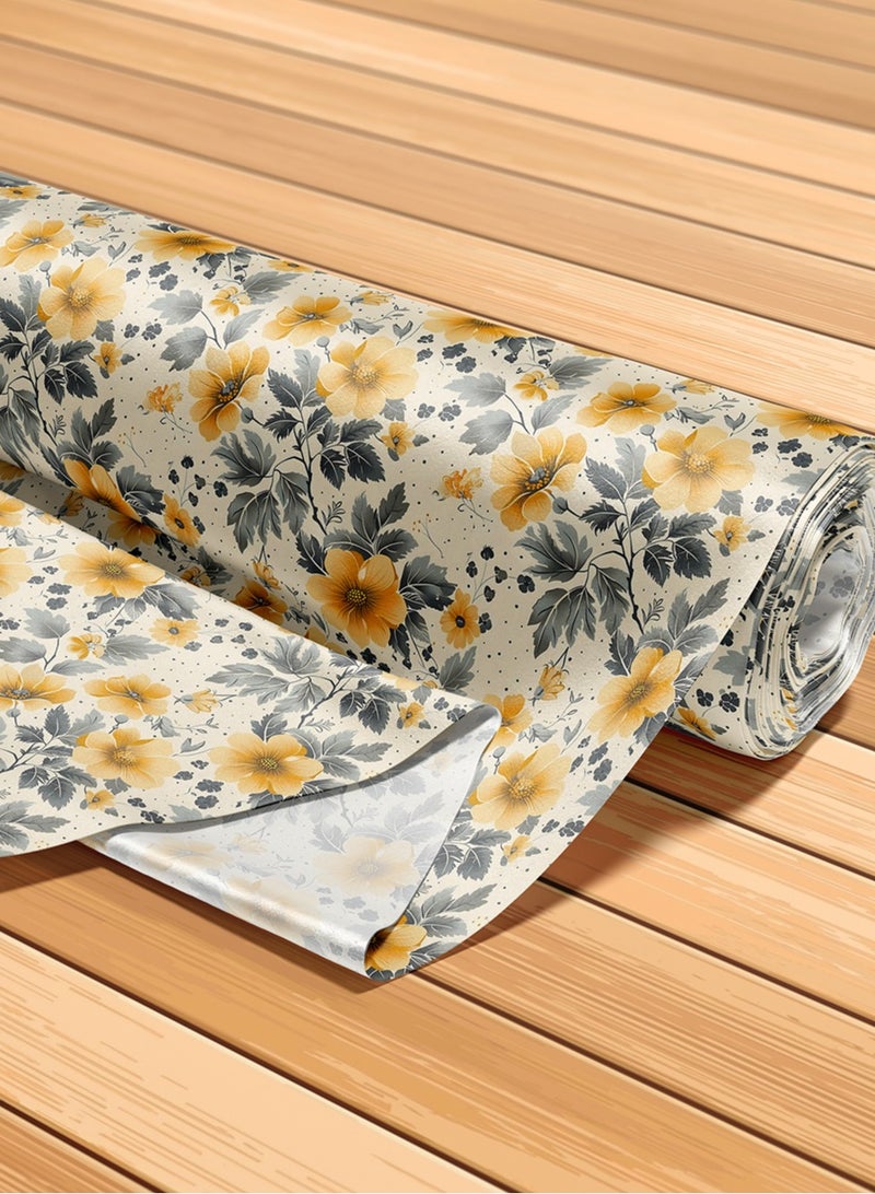 فيلاتو جلابية مخوير من قماش حرير الليل عرامني بالياردة، أصفر رمادي، نقشة زهور، خياطة، عرض 58 بوصة - Image 5