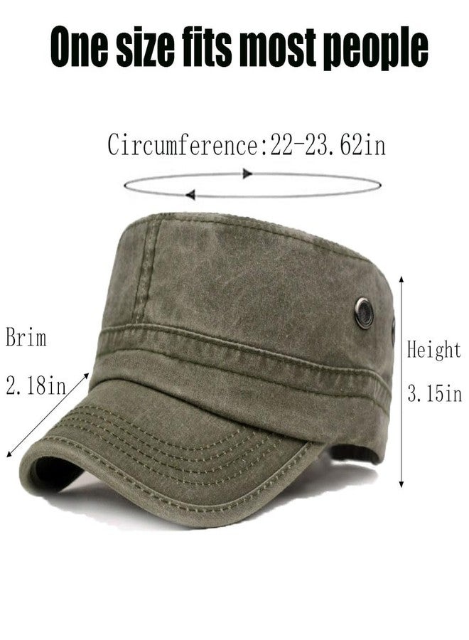 MALINRSSE Men's Cadet Army Caps Cotton Military Caps Flat Top Cap (Dark Grey+Army Green+Khaki, 3) - Image 4