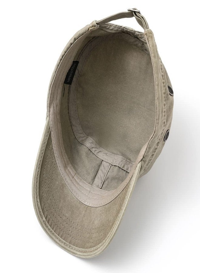 MALINRSSE Men's Cadet Army Caps Cotton Military Caps Flat Top Cap (Dark Grey+Army Green+Khaki, 3) - Image 5