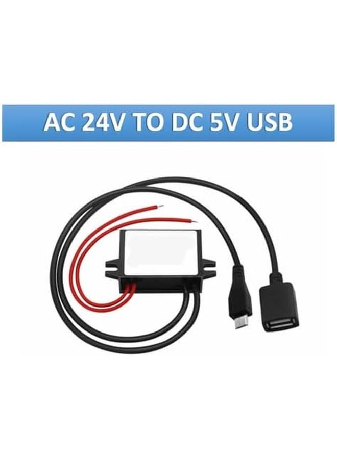 محول خافض من 24 فولت تيار متردد إلى 5 فولت تيار مستمر 2 أمبير مع منفذ USB أنثى وفتحة أذن - Image 4