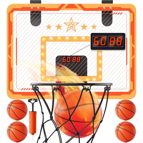 MindPal Indoor Basketball Hoop for Boys 812 Led Light Mini Hoop with Electronic Scoreboard Indoor Basketball Hoop for Kids Boy Birthday Presents - Image 1