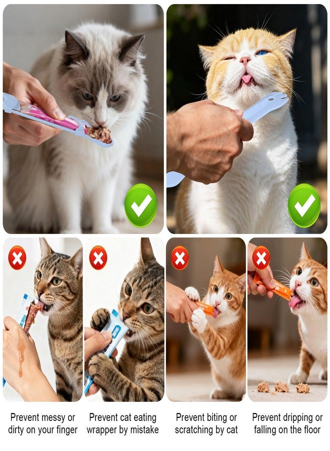 RingsTown 5-piece set of canned pet treats for cats and dogs, including 2 silicone sealing lids, 2 spoons, and 1 cat treat dispenser (blue) - Image 5
