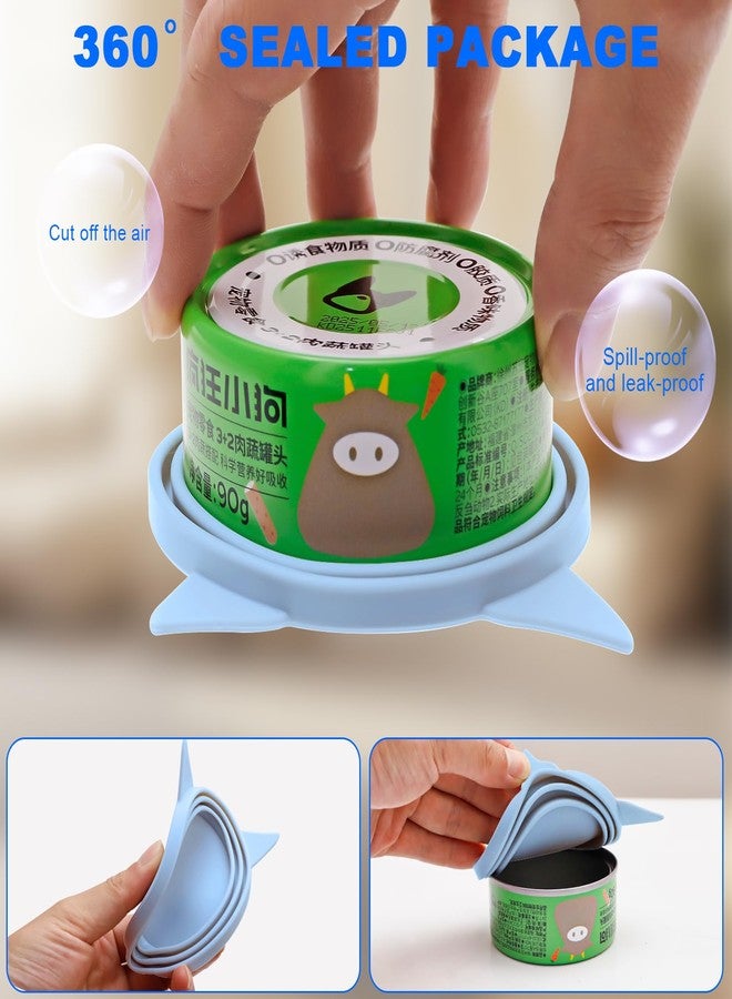 RingsTown 5-piece set of canned pet treats for cats and dogs, including 2 silicone sealing lids, 2 spoons, and 1 cat treat dispenser (blue) - Image 3