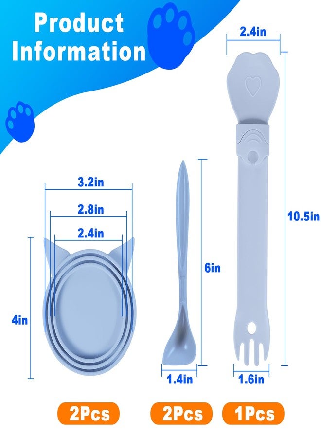 RingsTown 5-piece set of canned pet treats for cats and dogs, including 2 silicone sealing lids, 2 spoons, and 1 cat treat dispenser (blue) - Image 2