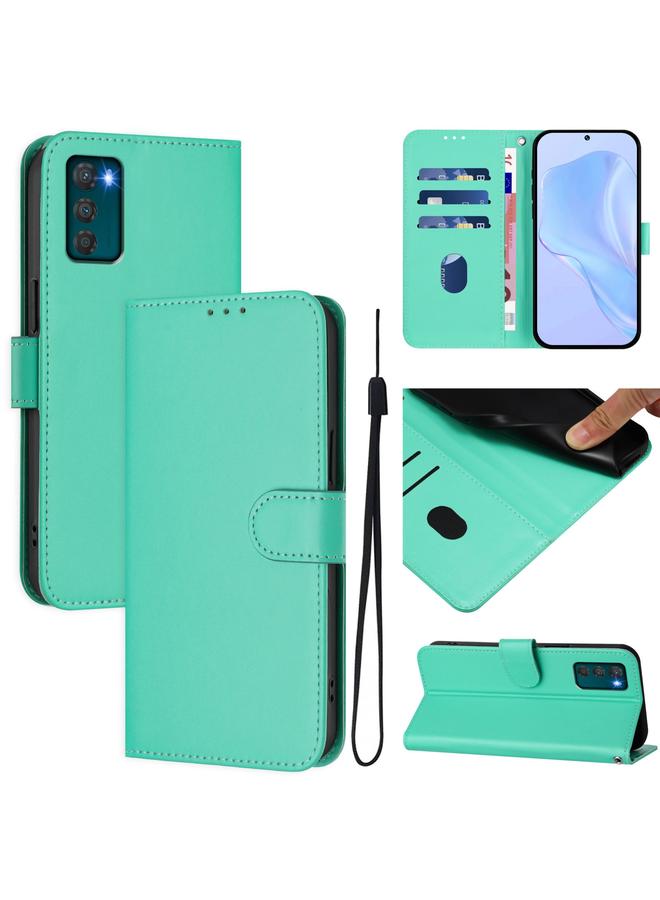 S-TOP Case For Motorola Moto G42 4G Skin Feel Solid Color Leather Phone Case with Lanyard - Image 1