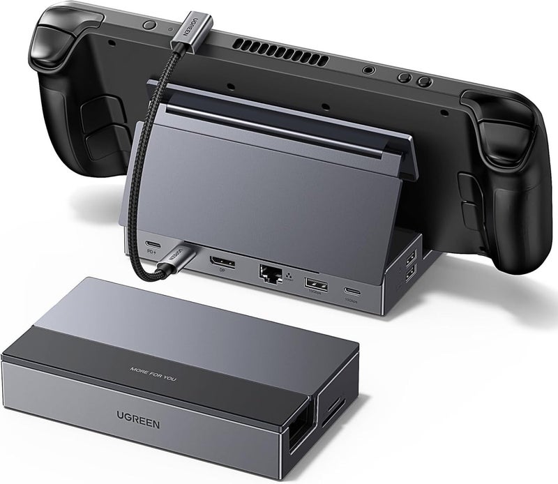 UGREEN Steam Deck Dock 9-in-1 USB C Docking Station with Foldable Stand, 4K@120Hz DP, Gigabit Ethernet, PD 100W, 10Gbps USB A&C 3.2, TF/SD Compatible with Steam Deck, Rog Ally, Rog X, Legion Go etc. Black - Image 1