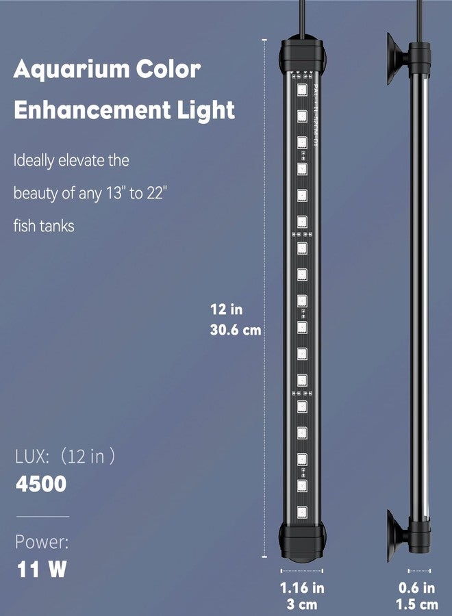 باوفلي مصباح Pawfly مقاس 12 بوصة بقوة 11 واط لتحسين ألوان أحواض السمك، مناسب لأحواض السمك من 13 إلى 22 بوصة، مقاوم للماء بمعيار IPX8، مزود بإضاءة RGB رائعة مع 7 تأثيرات لونية فردية، ومؤقت، وسطوع قابل للتعديل. - Image 4