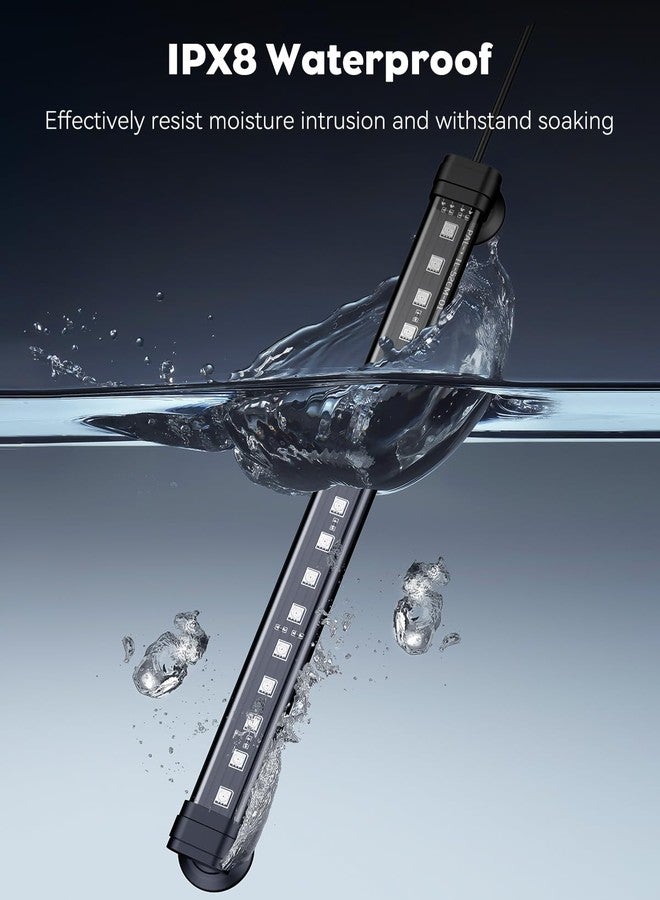 باوفلي مصباح Pawfly مقاس 12 بوصة بقوة 11 واط لتحسين ألوان أحواض السمك، مناسب لأحواض السمك من 13 إلى 22 بوصة، مقاوم للماء بمعيار IPX8، مزود بإضاءة RGB رائعة مع 7 تأثيرات لونية فردية، ومؤقت، وسطوع قابل للتعديل. - Image 5