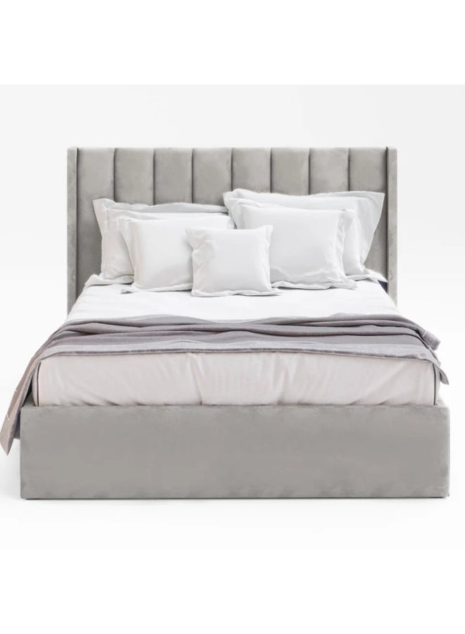 Bed and Mattress Home Slumbroza Stance Tufted Upholstered Large Twin Size ( Mattress Size 140 X 200 CM ) Grey Color Bed Size 212 W X 148 L CM ( Mattress Sold Separately )  - Image 3