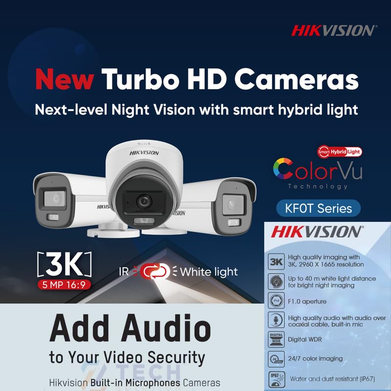 Clocite Hikvision 3K5MP 8 Channel DVR 3K 5MP 2 Dome 4 Bullet Cameras Color Night Vision Builtin Audio MIC Smart Dual Light Motion Detection 2 TB HDD 8 CH SMPS CCTV Cable BNCDC - Image 4