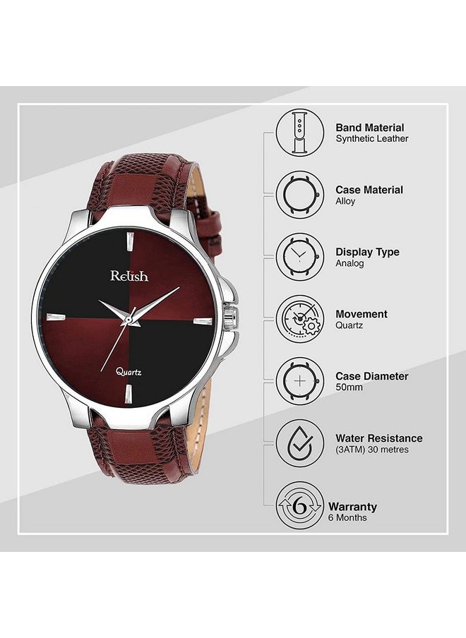 Relish - Relish Leather Analogue Men'S & Boy'S Brown Watch, Belt, Wallet And Sunglasses Combo Valentine Gifts Birthday Gift For Mens - Image 1