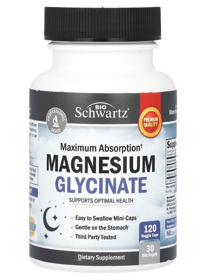 Maximum Absorption Magnesium Glycinate 120 Veggie Caps
