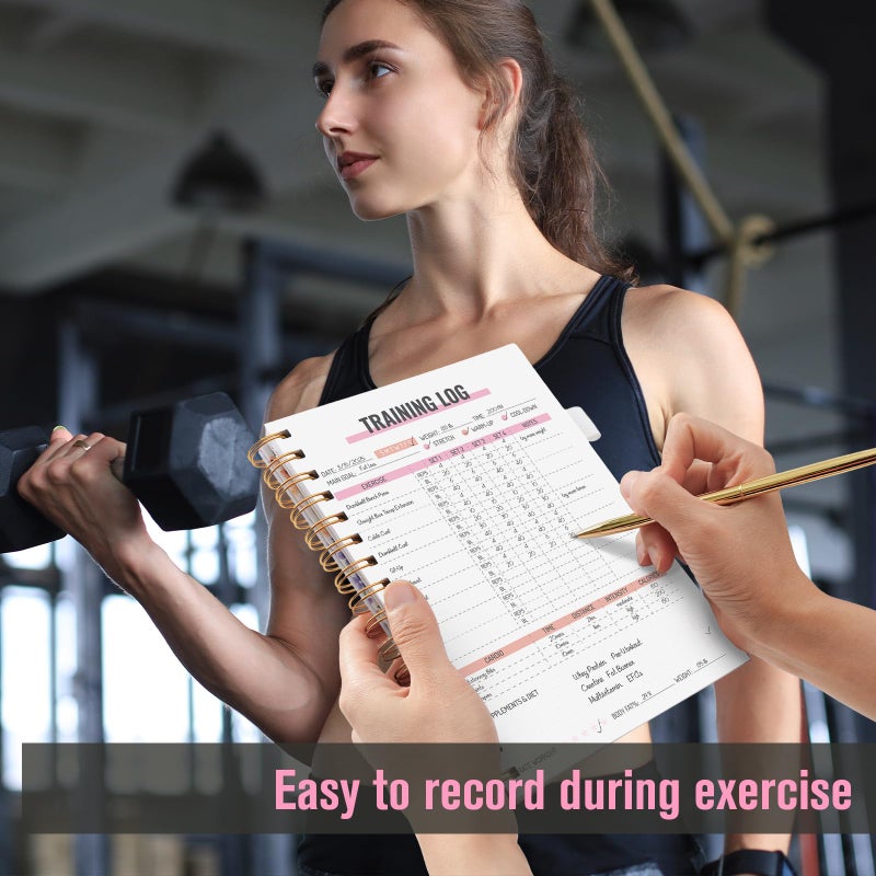 Plauthus Fitness Journal for Women, Fitness Planner with Monthly Calendar, ( 8.3" x 6") Floral Pattern Hardcover Workout Log Book Track Training, Diet, Progress, Achieve Wellness Goals, Perfect for Fitness Enthusiast - Image 2