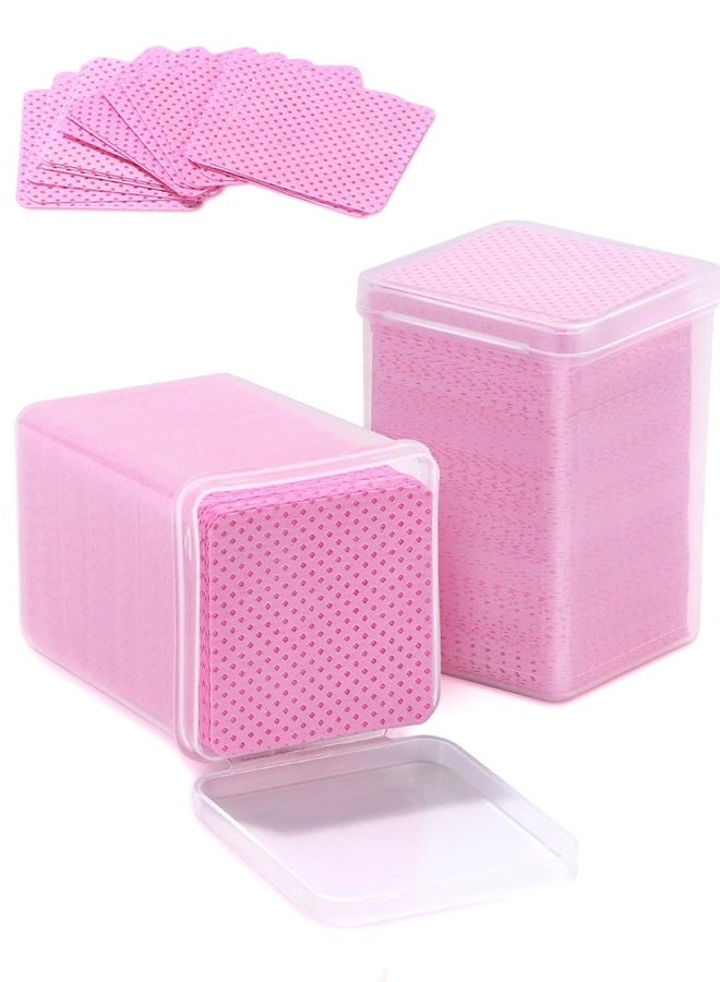 TEOYALL Lint Free Nail Wipes, 400 PCS Non-Woven Fabric Nail Cleaning Pads Pink Lash Extensions Glue Cleaning Wipes Nail Salon Supplies (400 PCS) - Image 1