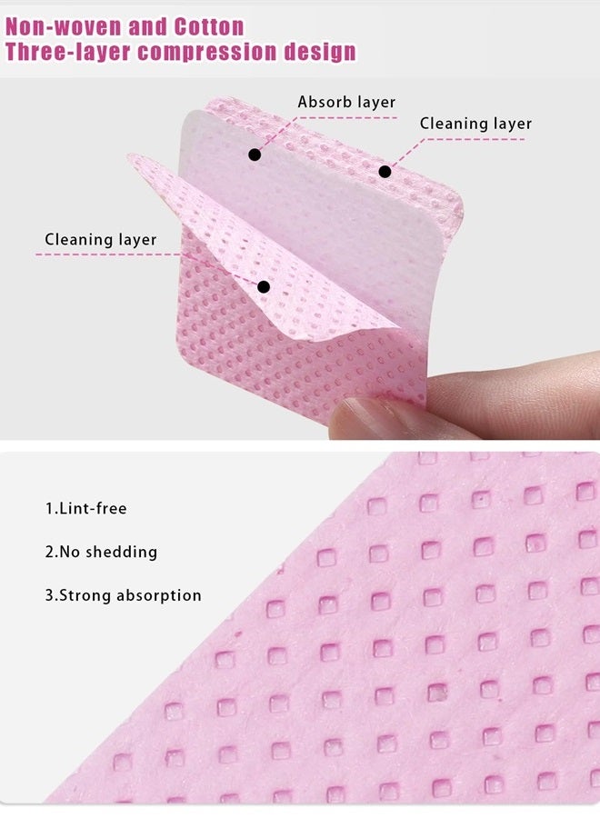 TEOYALL Lint Free Nail Wipes, 400 PCS Non-Woven Fabric Nail Cleaning Pads Pink Lash Extensions Glue Cleaning Wipes Nail Salon Supplies (400 PCS) - Image 2
