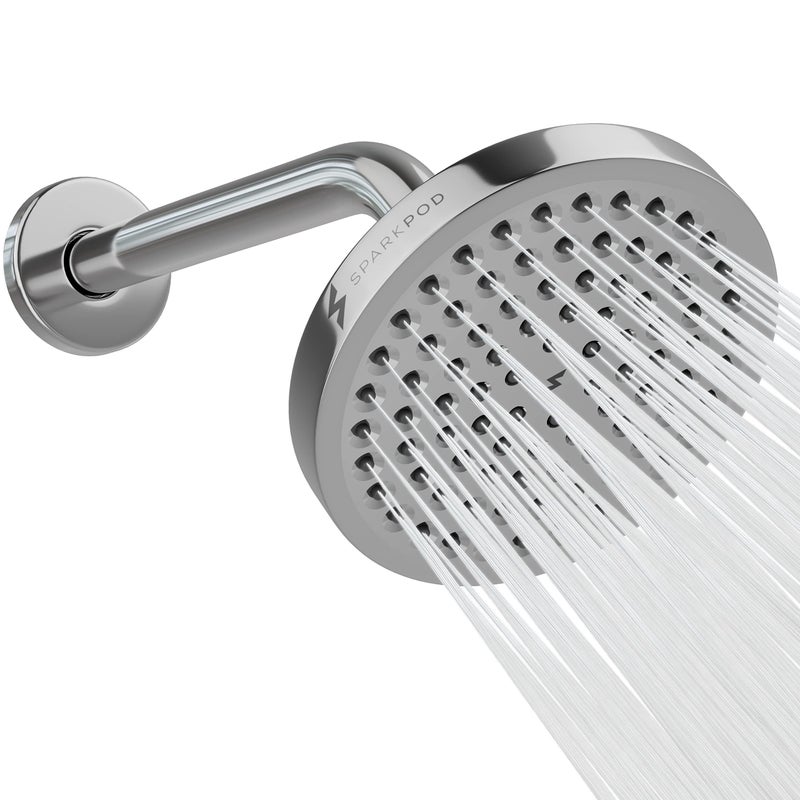 SparkPod 6 High Pressure Rain Shower Head with 9 Shower Arm High Pressure Rain Luxury Modern Look Rainfall Experience No Hassle Toolless 1Min Installation Luxury Polished Chrome - Image 2