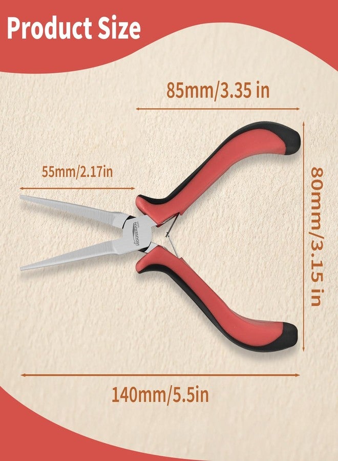 HOUSERAN Long Needle Nose Pliers 5.5"-5 Pack Long Nose Mini Precision Pliers for Jewelry Making with Spring Loaded for DIY, Craft, Repairing - Image 2