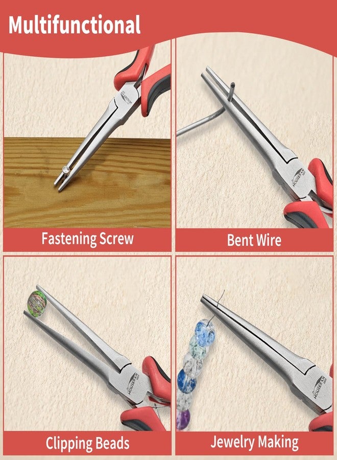 HOUSERAN Long Needle Nose Pliers 5.5"-5 Pack Long Nose Mini Precision Pliers for Jewelry Making with Spring Loaded for DIY, Craft, Repairing - Image 5
