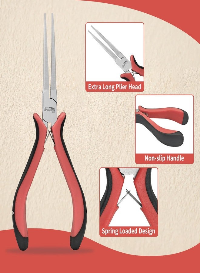 HOUSERAN Long Needle Nose Pliers 5.5"-5 Pack Long Nose Mini Precision Pliers for Jewelry Making with Spring Loaded for DIY, Craft, Repairing - Image 4