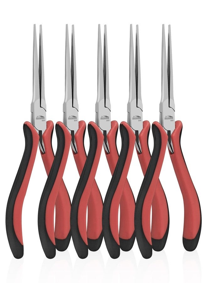 HOUSERAN Long Needle Nose Pliers 5.5"-5 Pack Long Nose Mini Precision Pliers for Jewelry Making with Spring Loaded for DIY, Craft, Repairing - Image 1