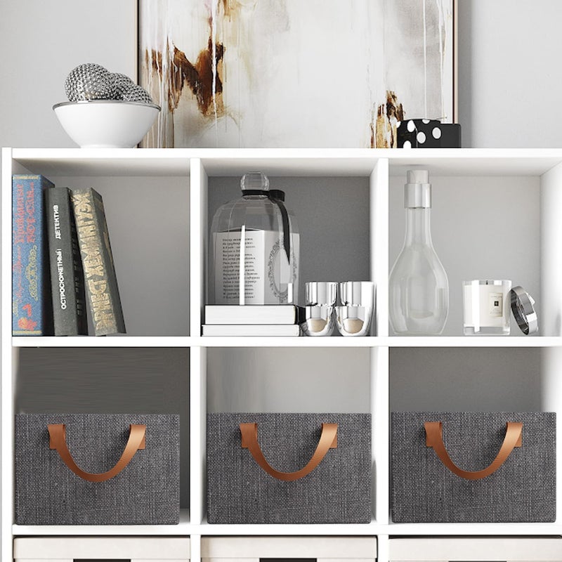 Gladnes Gladnes 5 Pcs Wardrobe Organizer for Clothes with Metal Frame Rectangle Storage Baskets for Clothing Fabric Storage Box with Handles Shelf Basket for Storage Clothes Pants Jeans Sweater Grey  - Image 2