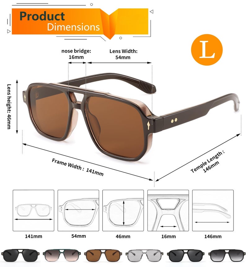 Karsaer Retro Square Aviator Sunglasses Women Men, 70s Vintage Rectangle UV Protected Sun Glasses E1120, 54 - Image 5