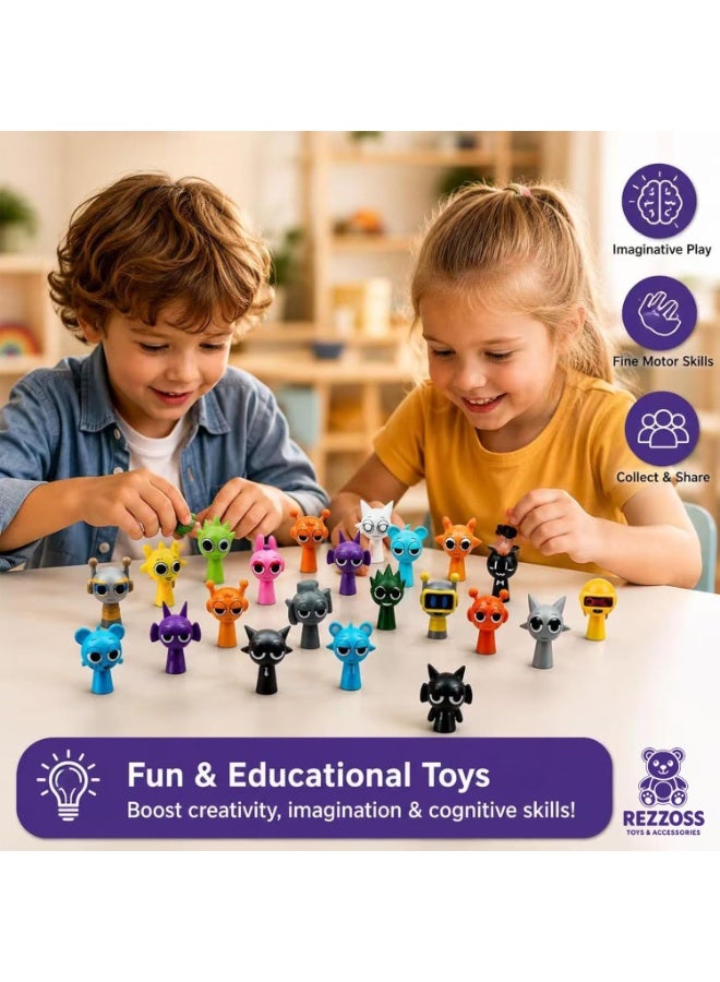 REZZOSS Sprunki Figures 12 Pcs Collectible Character Dolls – 2-Inch Incredibox Mod Musical Game Mystery Miniatures | Quirky Tabletop Desk & Office Room Figurine Decor | Premium Birthday, Party Favor, Cake Topper & Eid Gift for Kids Fans - Image 3