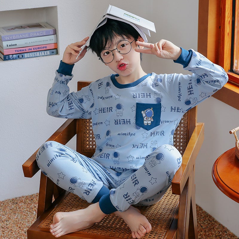 Boys' Thermal Long-Sleeve Pajamas, Super Cute Astronaut Base Layer Underwear Set For Older Boys - Image 1