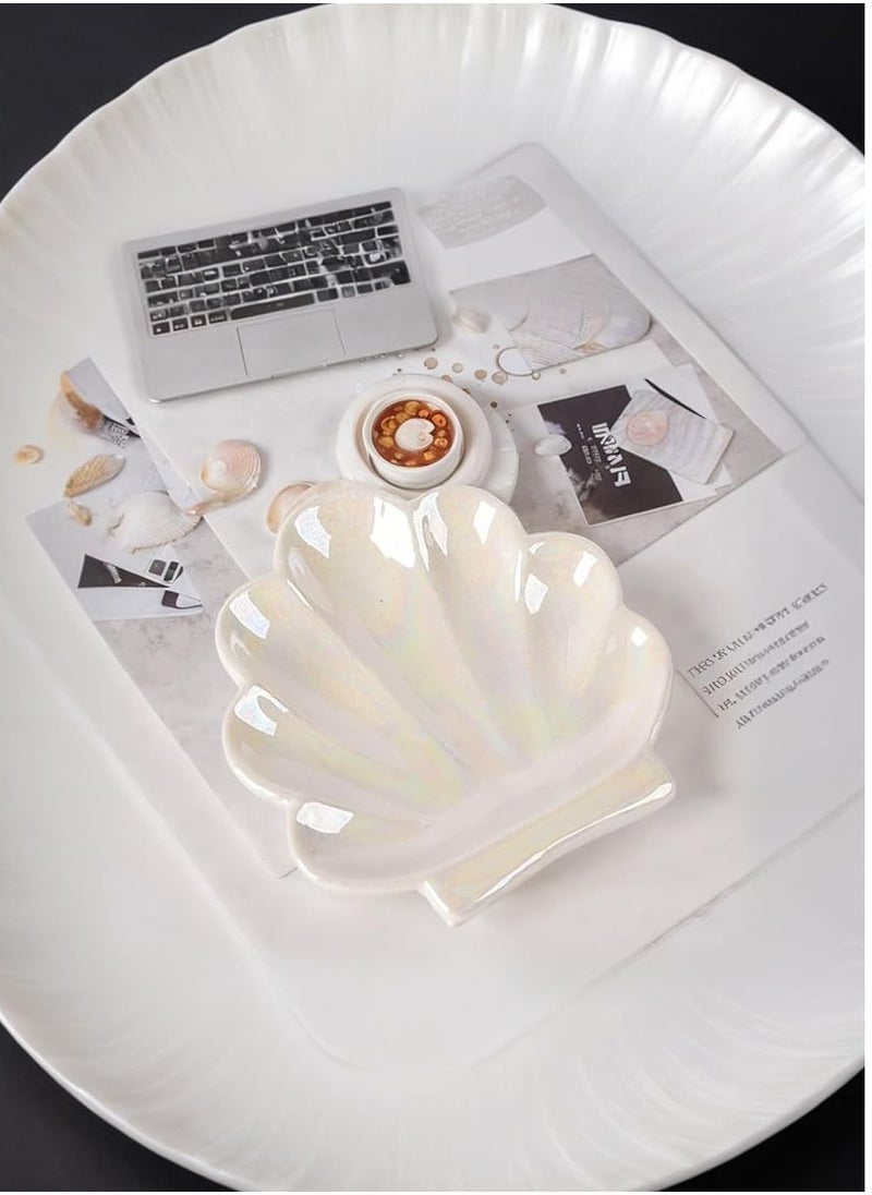 Oasisgalore Ceramic Shell Ring Holder & Jewelry Tray for Organized Decor, Bathroom Vanity Accessory.  - Image 2