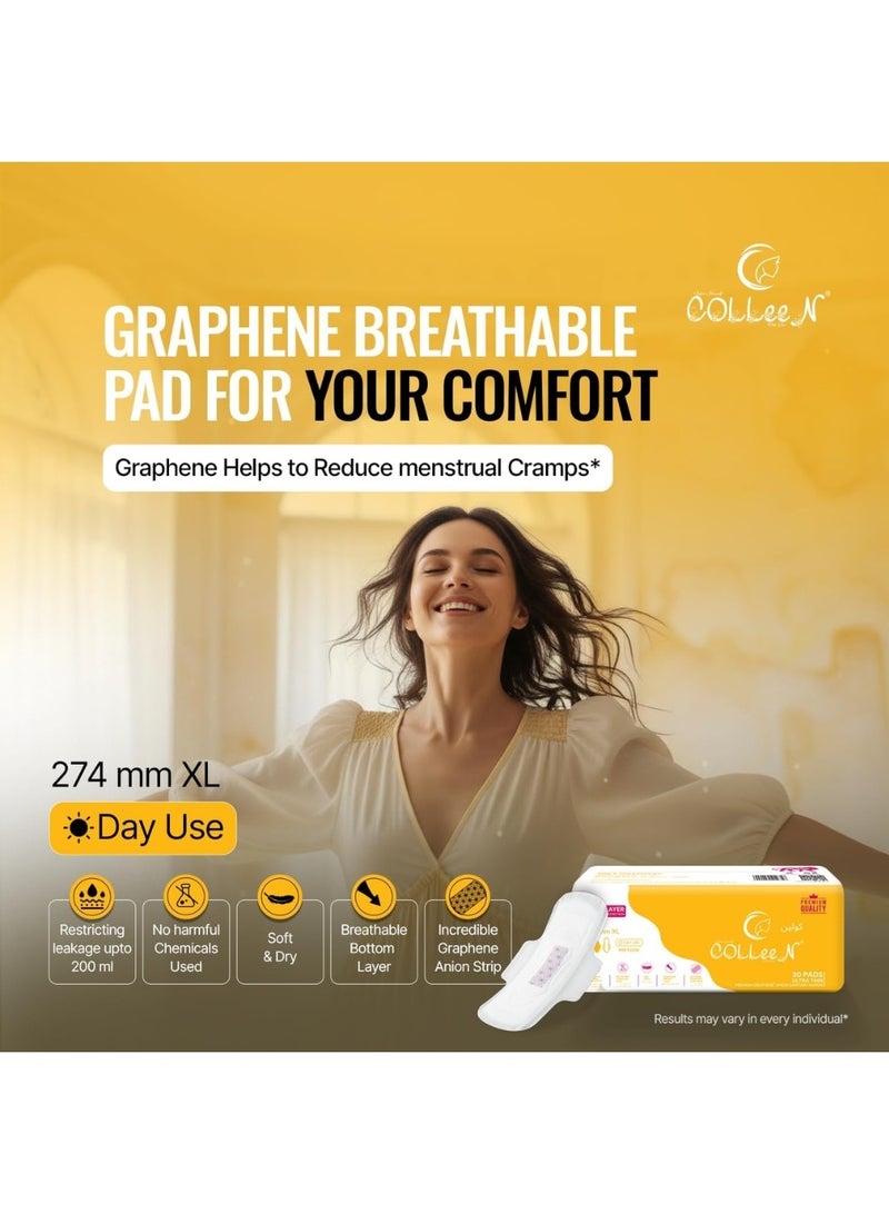 Colleen فوط صحية كولين جرافين أنيون XL 274 مم - 5 قطع | فوط صحية قابلة للتنفس | للاستخدام خلال النهار - Image 4