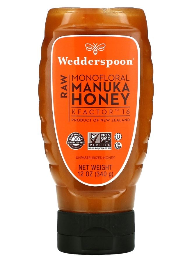 Wedderspoon Raw Monofloral Manuka Honey KFactor 16 12 oz (340 g)