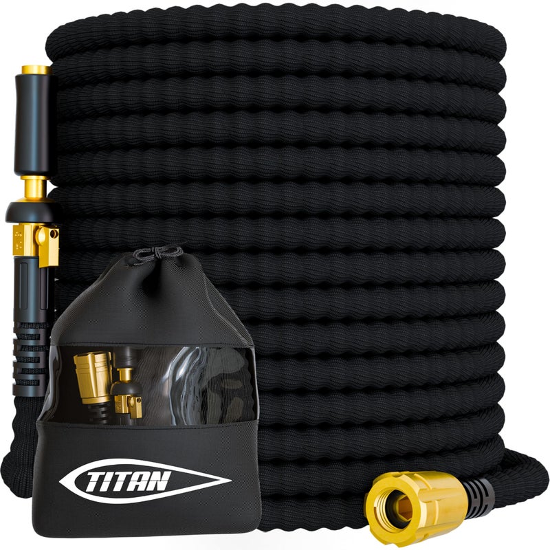 TITAN Flexible Garden Hose 65FT Ultra Lightweight Heavy Duty Water Hose with Brass Fittings Jet Nozzle KinkFree NonExpanding Durable Fabric Hose for Yard Lawn Car Wash Outdoor Use - Image 2