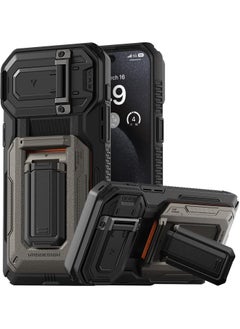 VRS Design D-Wallet Origin iPhone 15 Pro MAX Case Cover Wallet with Semi Automatic Credit Card Holder Slot [3 Cards] & Camera Lens Protector Kickstand - Horizon Silver  - Image 2