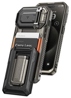 VRS Design D-Wallet Origin iPhone 15 Pro MAX Case Cover Wallet with Semi Automatic Credit Card Holder Slot [3 Cards] & Camera Lens Protector Kickstand - Horizon Silver  - Image 1