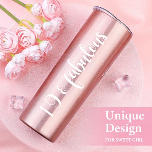 YENCHORN 19 Year Old Girl Birthday Gift Ideas Happy 19th Birthday Gifts for Girls Unique Gifts for 19 Year Old Female, Women, Daughter, College Girls Cool 19th Decorations Gift Box with Tumbler Makeup Bag - Image 2