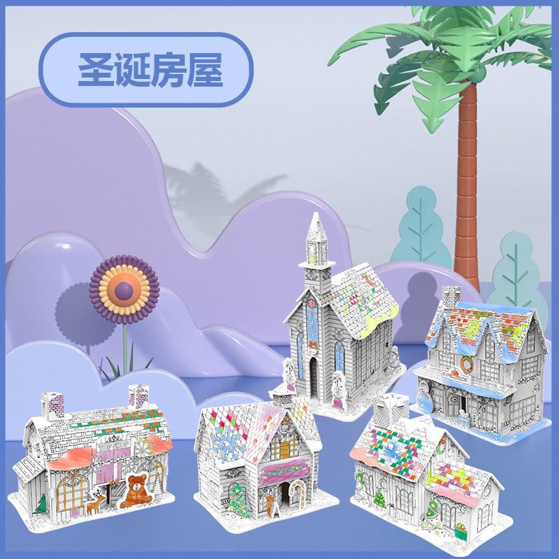 'S Popular Children'S Diy Graffiti Puzzle Animal Dinosaur Airplane Painting Set 3D Pop-Up Toy Assembly - Image 4