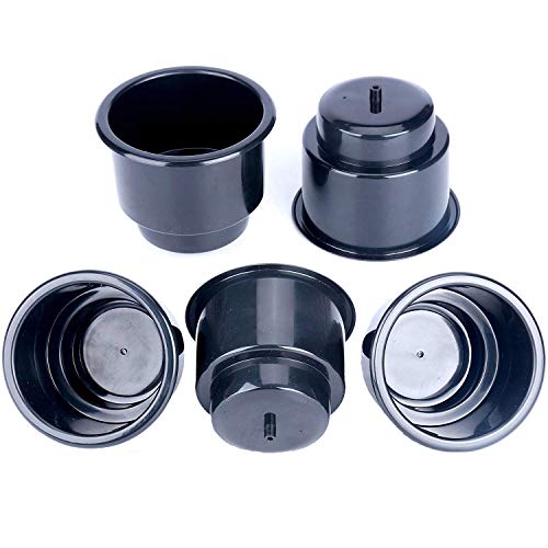 Amarine Made Amarine-made (Set of 5) Black Recessed Drop in Plastic Cup Drink Can Holder with Drain for Boat Car Marine Rv - Black - Image 2