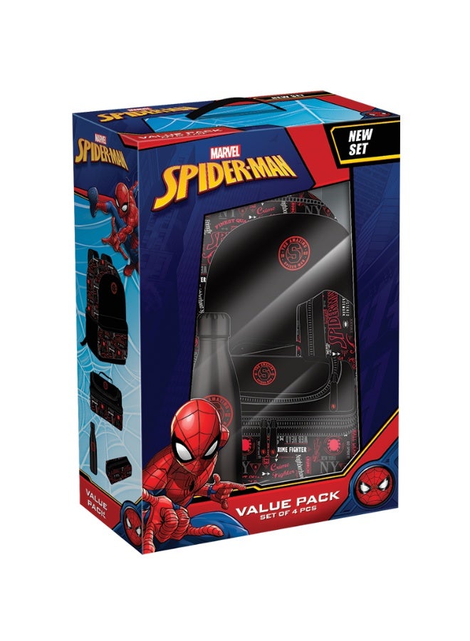 MARVEL Spider-Man 4 Pcs Backpack Set with Lunch Bag, Water Bottle & Pencil Case - Image 2